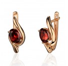 Серьги с гранатом из красного золота 585 пробы