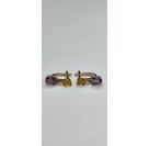 Серьги с аметистом и цитрином из красного золота 585 пробы
