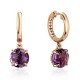Серьги с аметистом из красного золота 585 пробы