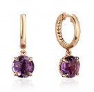 Серьги с аметистом из красного золота 585 пробы