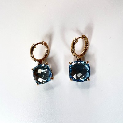 Серьги с топазом из красного золота 585 пробы фото