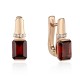 Серьги с гранатом и  фианитом из красного золота 585 пробы