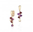 Серьги с аметистом и родолитом из красного золота 585 пробы