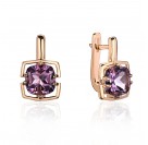 Серьги с аметистом из красного золота 585 пробы