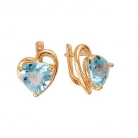 Серьги с топазом из красного золота 585 пробы фото