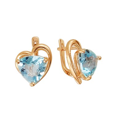 Серьги с топазом из красного золота 585 пробы фото