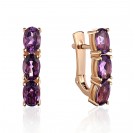 Серьги с аметистом из красного золота 585 пробы