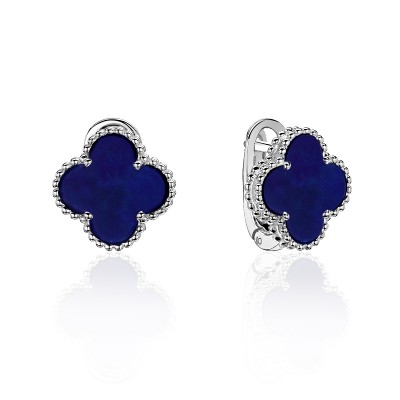 Серьги с лазуритом из белого золота 585 пробы фото