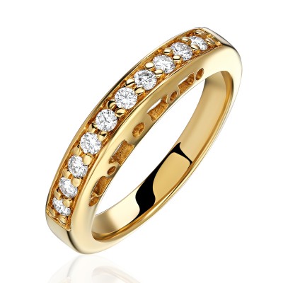 Кольцо с бриллиантом из желтого золота 750 пробы фото