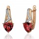 Серьги с гранатом и  фианитом из красного золота 585 пробы