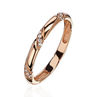 Кольцо с бриллиантом из красного золота 585 пробы фото