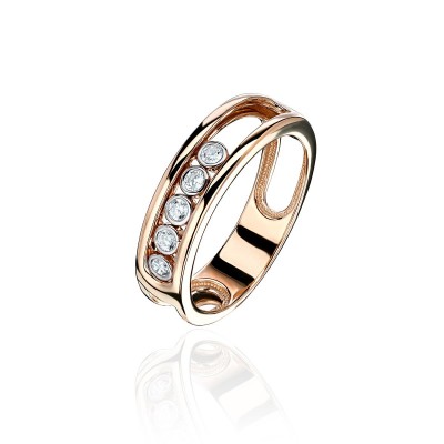 Кольцо с фианитом из красного золота 375 пробы фото