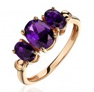 Кольцо с аметистом из красного золота 585 пробы
