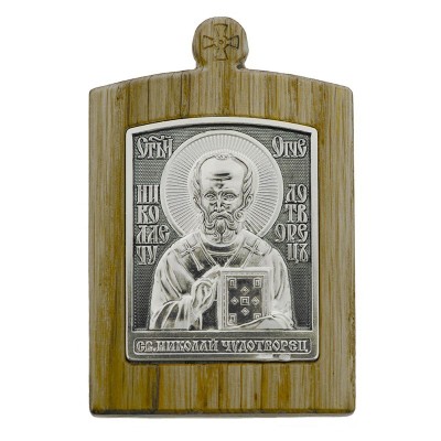 Икона Николай Чудотворец из серебра 925 пробы с чернением фото