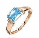 Кольцо с топазом и  фианитом из красного золота 585 пробы