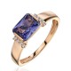 Кольцо с аметистом и  фианитом из красного золота 585 пробы