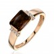 Кольцо с раухтопазом и фианитом из красного золота 585 пробы