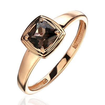 Кольцо с раухтопазом из красного золота 585 пробы фото