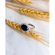 Кольцо с корундом и цирконом из серебра 925 пробы фото