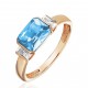 Кольцо с топазом и  фианитом из красного золота 585 пробы