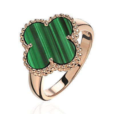 Кольцо с малахитом из красного золота 585 пробы фото