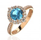 Кольцо с топазом и  фианитом из красного золота 585 пробы