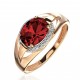 Кольцо с гранатом и  фианитом из красного золота 585 пробы