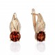 Серьги с гранатом и  фианитом из красного золота 585 пробы