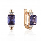 Серьги с аметистом и  фианитом из красного золота 585 пробы