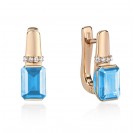 Серьги с топазом и  фианитом из красного золота 585 пробы