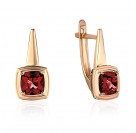 Серьги с гранатом из красного золота 585 пробы