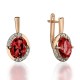 Серьги с гранатом и  фианитом из красного золота 585 пробы