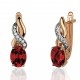 Серьги с гранатом и  фианитом из красного золота 585 пробы