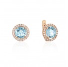 Серьги с топазом и  фианитом из красного золота 585 пробы