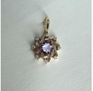 Подвеска с аметистом и  фианитом из красного золота 585 пробы