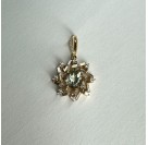 Подвеска с празиолитом и  фианитом из красного золота 585 пробы