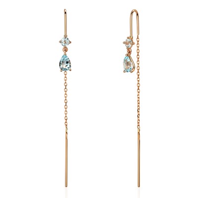 Серьги с топазом из красного золота 585 пробы фото