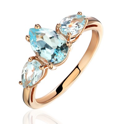 Кольцо с топазом из красного золота 585 пробы фото