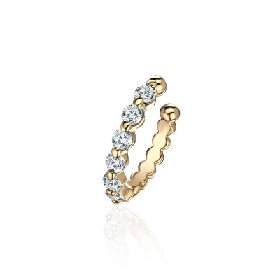 Серьга одиночная с бриллиантом из желтого золота 585 пробы фото