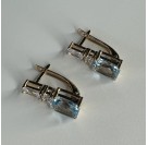 Серьги с топазом и  фианитом из красного золота 585 пробы