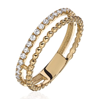 Кольцо с бриллиантом из желтого золота 585 пробы фото