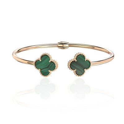 Браслет с малахитом из красного золота 585 пробы фото