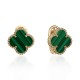 Серьги с малахитом из желтого золота 585 пробы