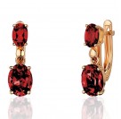 Серьги с гранатом из красного золота 585 пробы