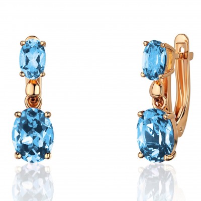 Серьги с топазом из красного золота 585 пробы фото