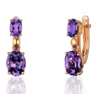 Серьги с аметистом из красного золота 585 пробы