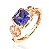 Кольцо с аметистом из красного золота 585 пробы фото