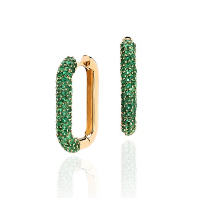 Серьги с изумрудом из желтого золота 585 пробы фото