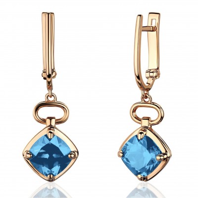 Серьги с топазом из красного золота 585 пробы фото