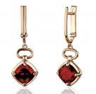 Серьги с гранатом из красного золота 585 пробы